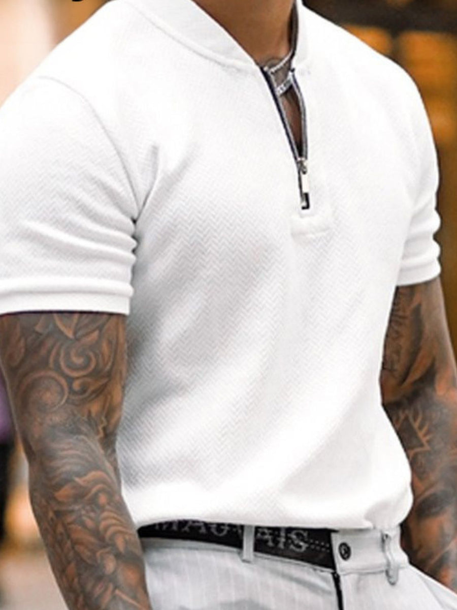 Men's Full Size Baseball Collar Solid Polo Plus Size - Opulent Empire