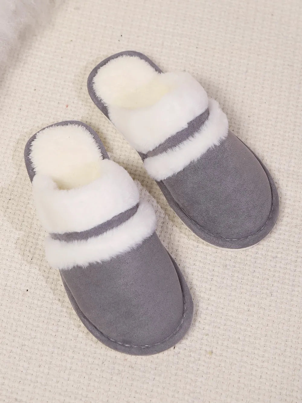 Jules Allegra — Contrast Faux Fur Round Toe Slippers Fashion Footwear, alternate view 19