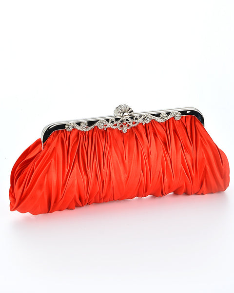 Red New Style Bridal Wedding Clutch Pleated Chain Bag