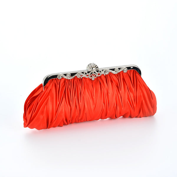 Red New Style Bridal Wedding Clutch Pleated Chain Bag