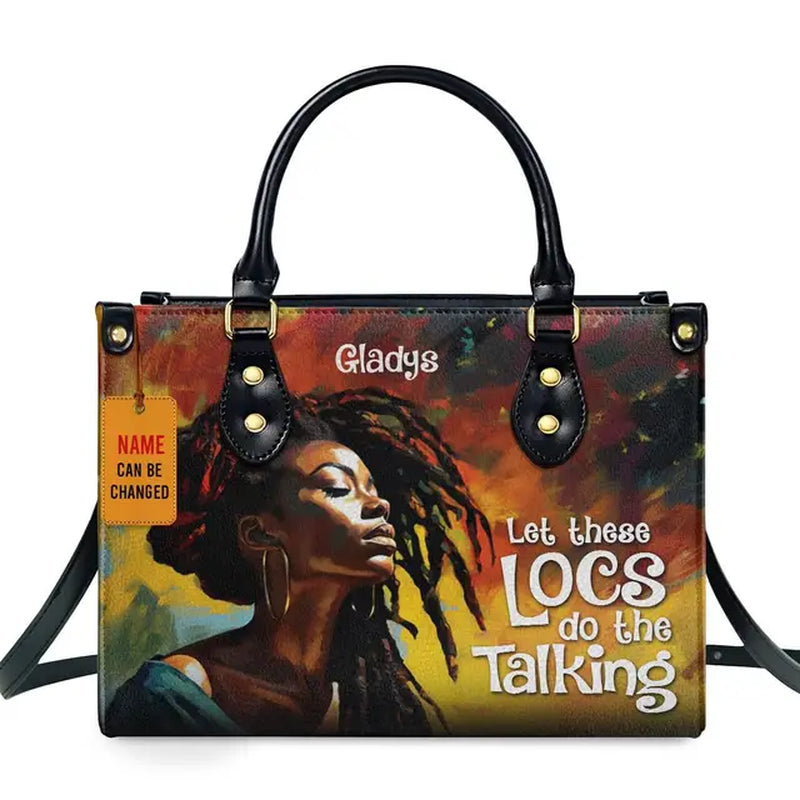 Jocelyn Montclair — Luxury African Girl Print Leather Top-Handle Tote Handbag, alternate view 25