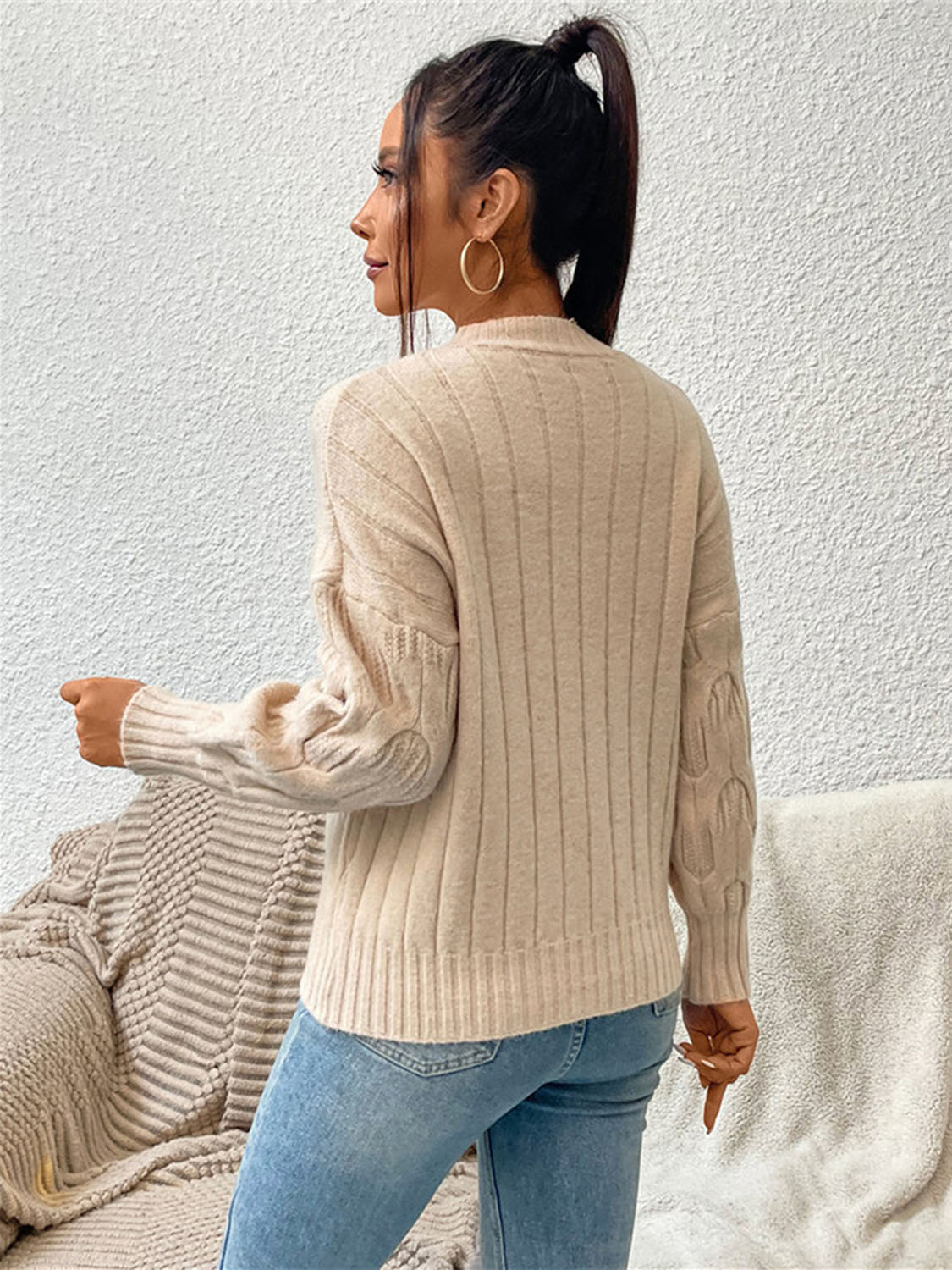 Monroe Delacroix — Round Neck Long Sleeve Sweater, alternate view 4