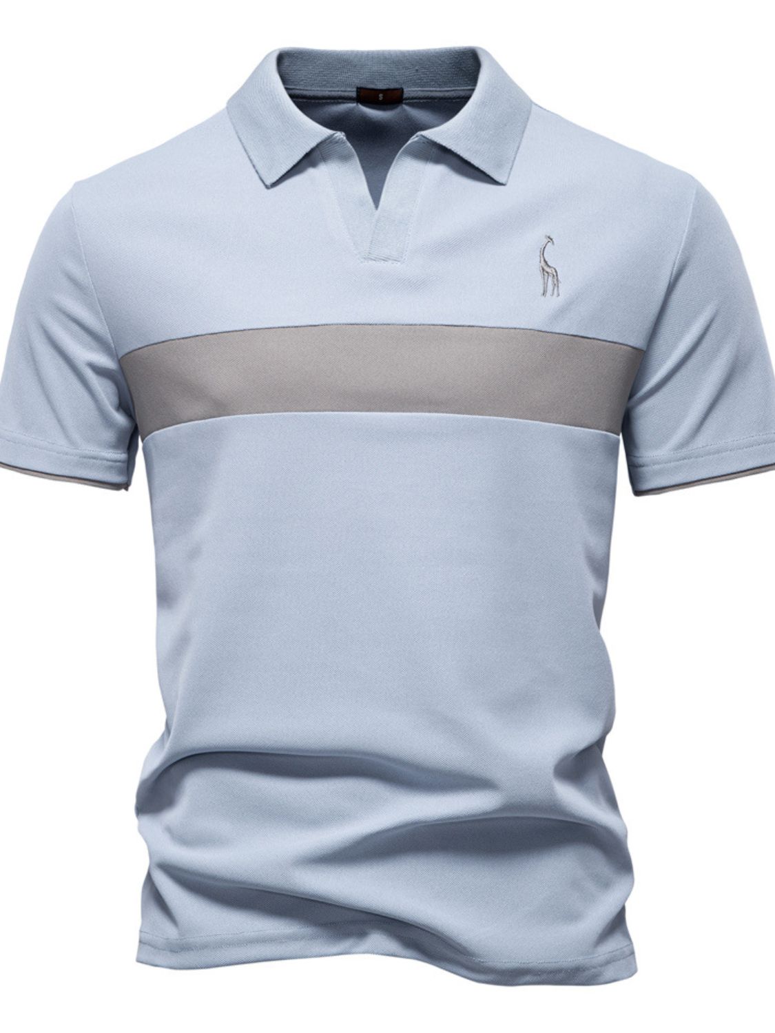 Thierry — Men's Giraffe Embroidered Collared Neck Contrast Polo, alternate view 5