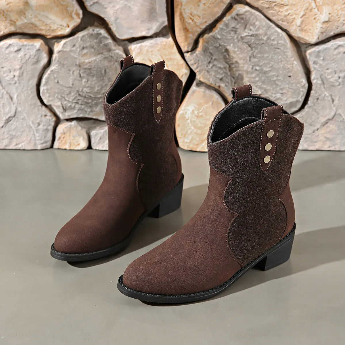 Bellamy Saint-Clair — Round Toe Block Heels Boots Fashion Footwear, alternate view 7