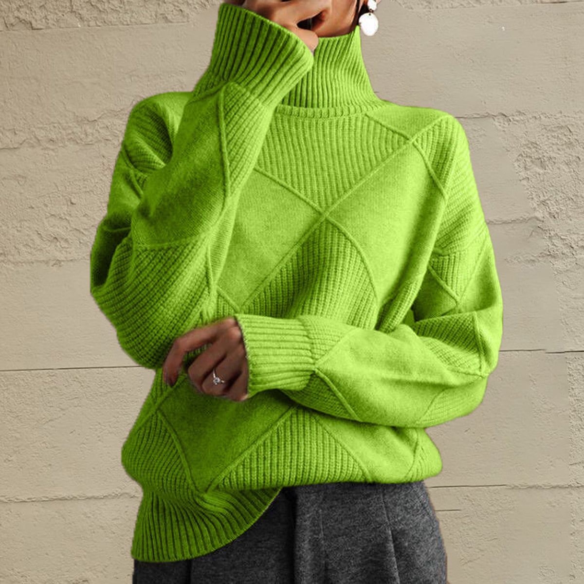 Emery Rivière — Geometric Turtleneck Long Sleeve Sweater, alternate view 10