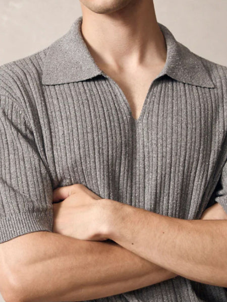 Men's Plus Size Johnny Collar Half Sleeve Knit Polo - Opulent Empire