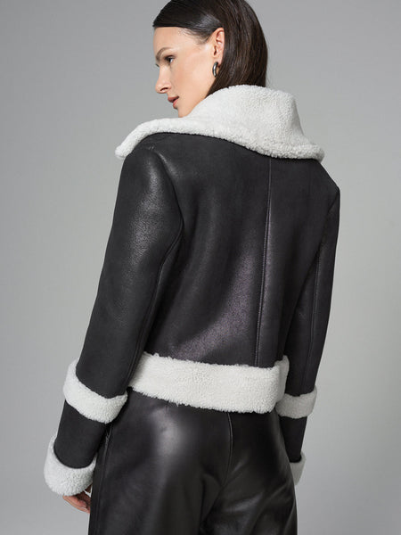 2in1 Black Shearling Fur Overcoat