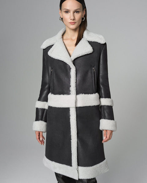 2in1 Black Shearling Fur Overcoat