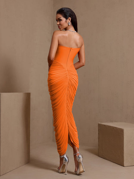 Corset Flower Ruched Mesh Bandage Dress