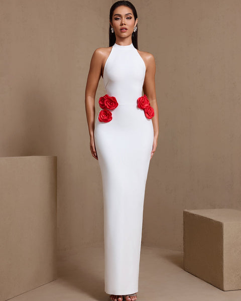 Rückenfreies Bandage-Maxikleid mit Blumenmuster