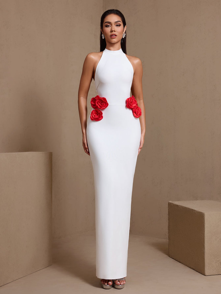 Emmeline Moreau — Open Back Flowers Bandage Maxi Dress, alternate view 2