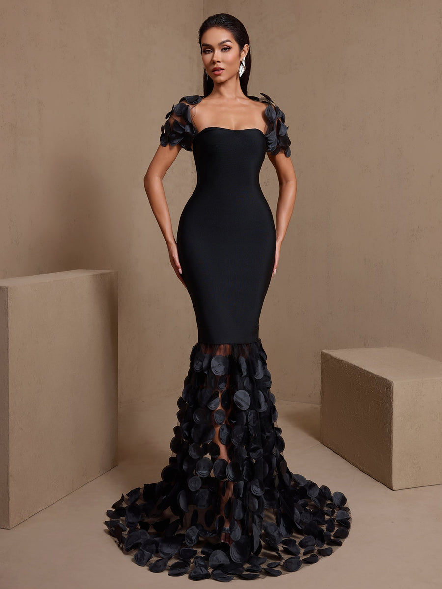 Polka Dots Fishtail Bandage Maxi Dress