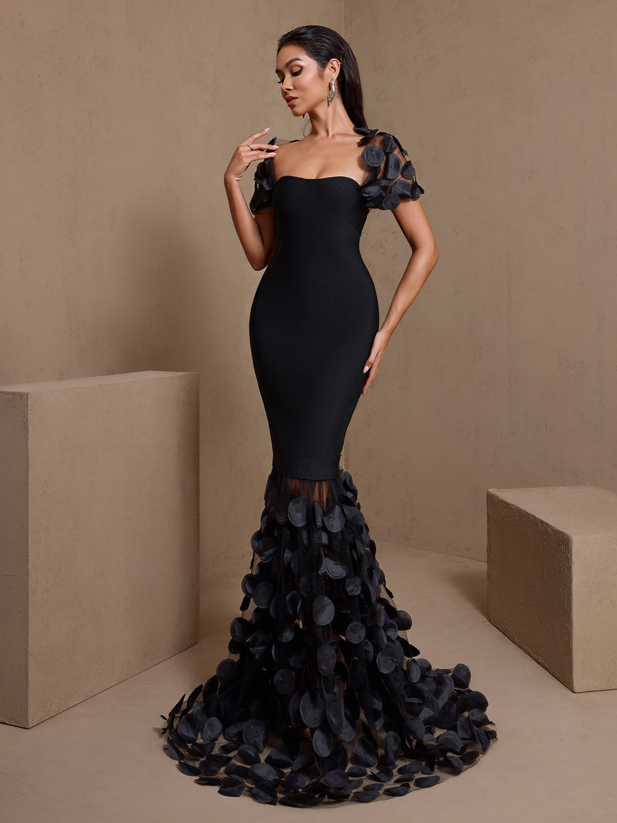 Polka Dots Fishtail Bandage Maxi Dress