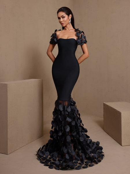 Polka Dots Fishtail Bandage Maxi Dress