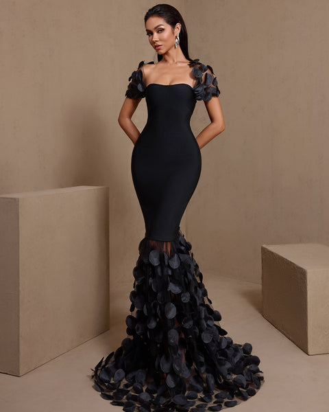 Polka Dots Fishtail Bandage Maxi Dress