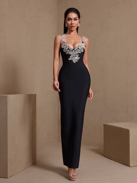Weizenkristall-Bandagenkleid mit offenem Rücken