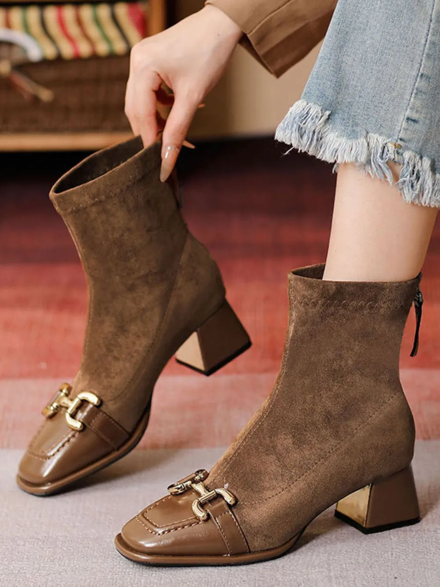 Zephyr Venturi — Square Toe Block Heels Boots Fashion Footwear