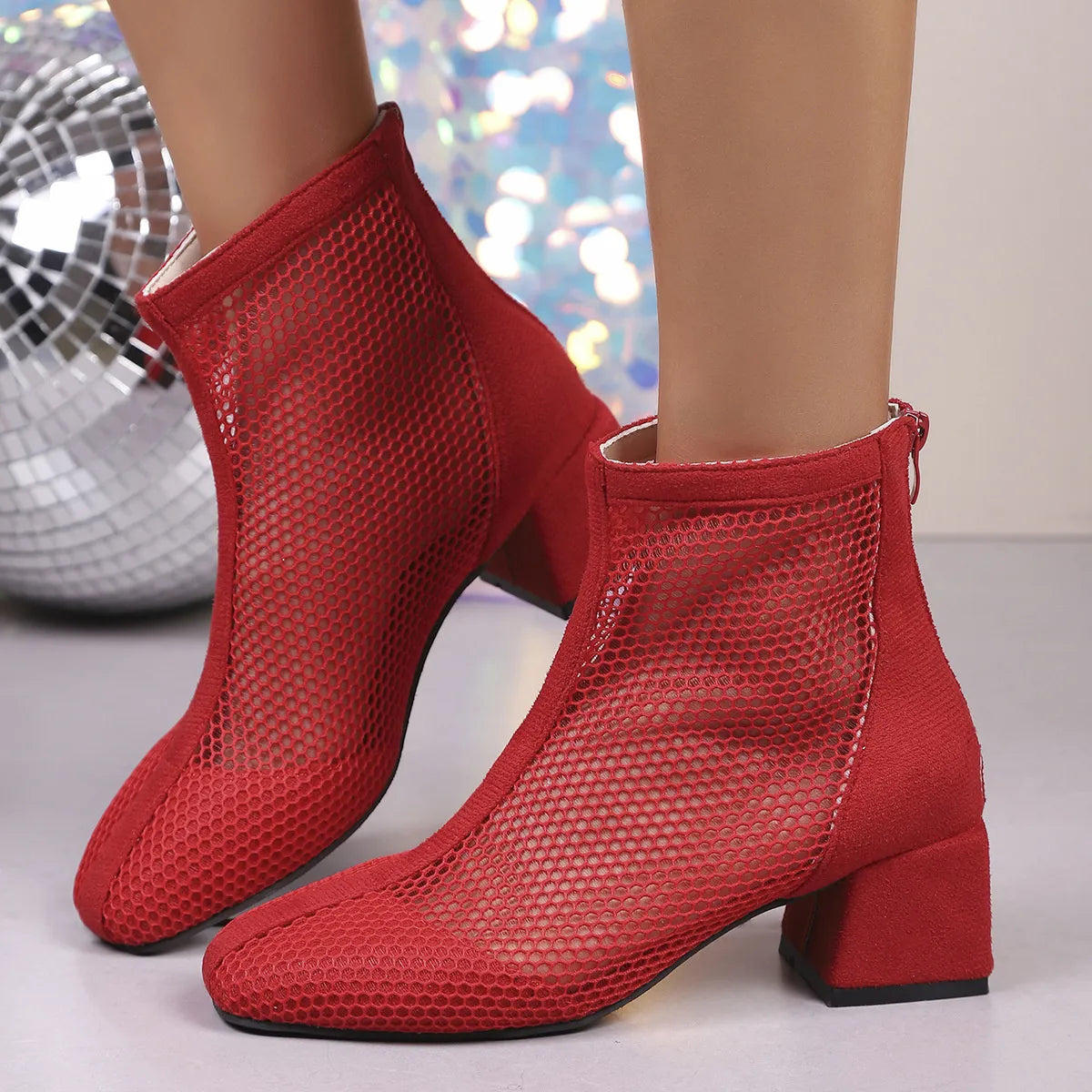 Fable Allegra — Mesh Block Heel Boots, alternate view 8