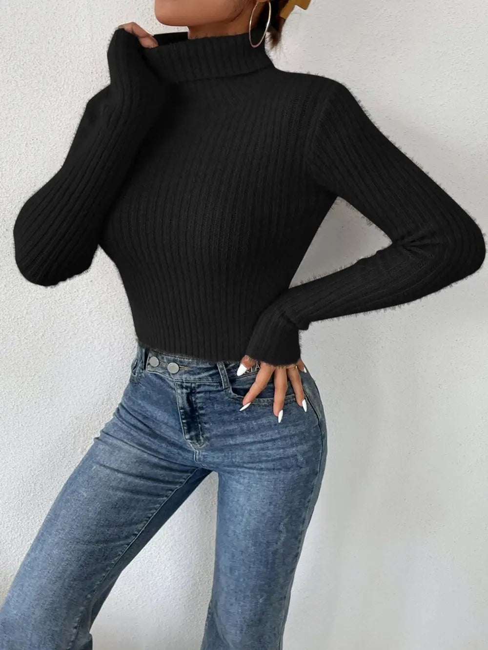 Harbor Fontaine — Ribbed Turtleneck Long Sleeve Sweater, alternate view 15