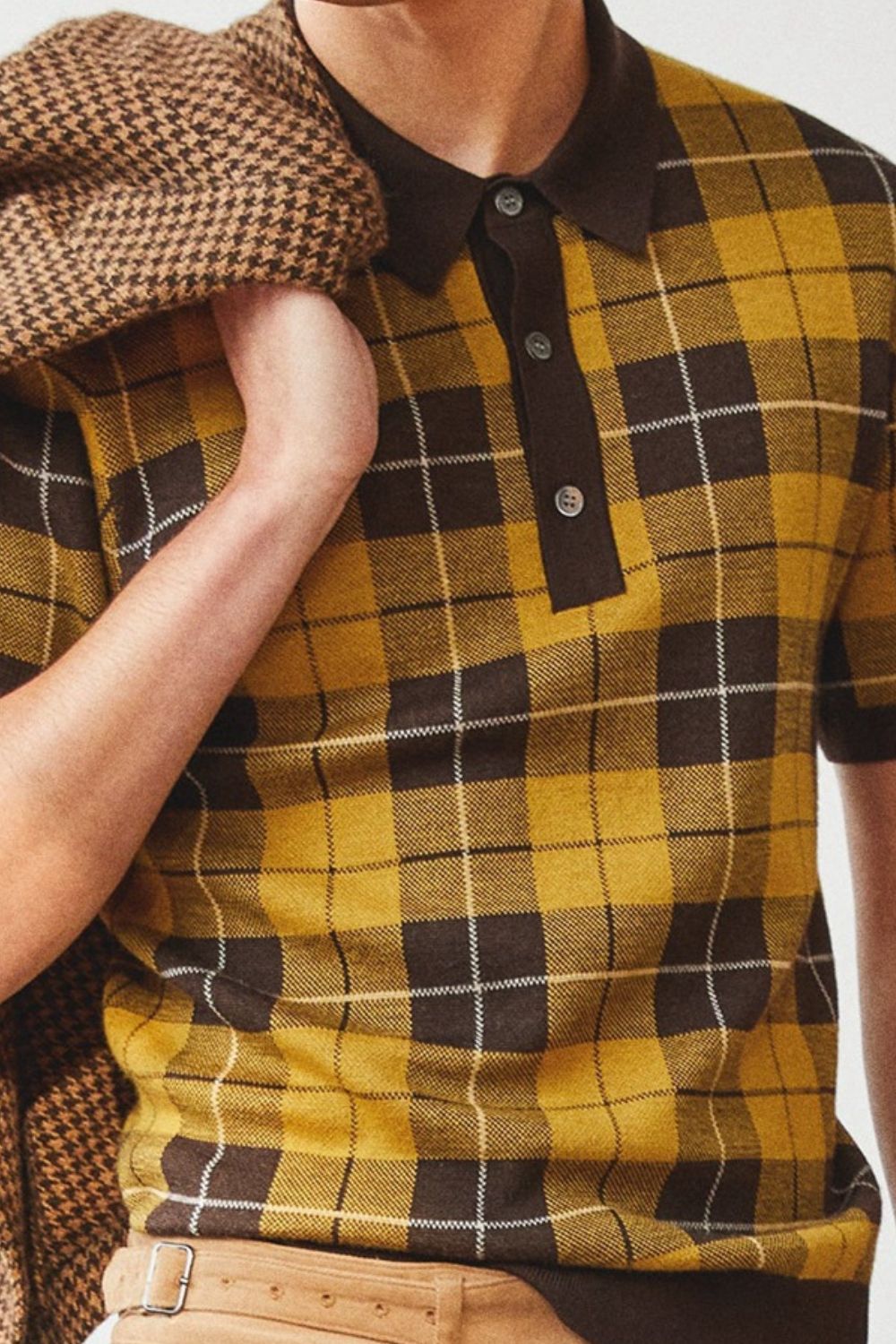Raphael — Men's Plus Size Plaid Short Sleeve Polo Plaid Men's Tailored Shorts, alternate view 3