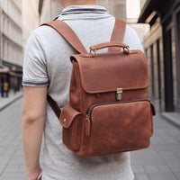 Billy™ — Fashionable Retro Leather Backpack Brown Men's Statement Handbag