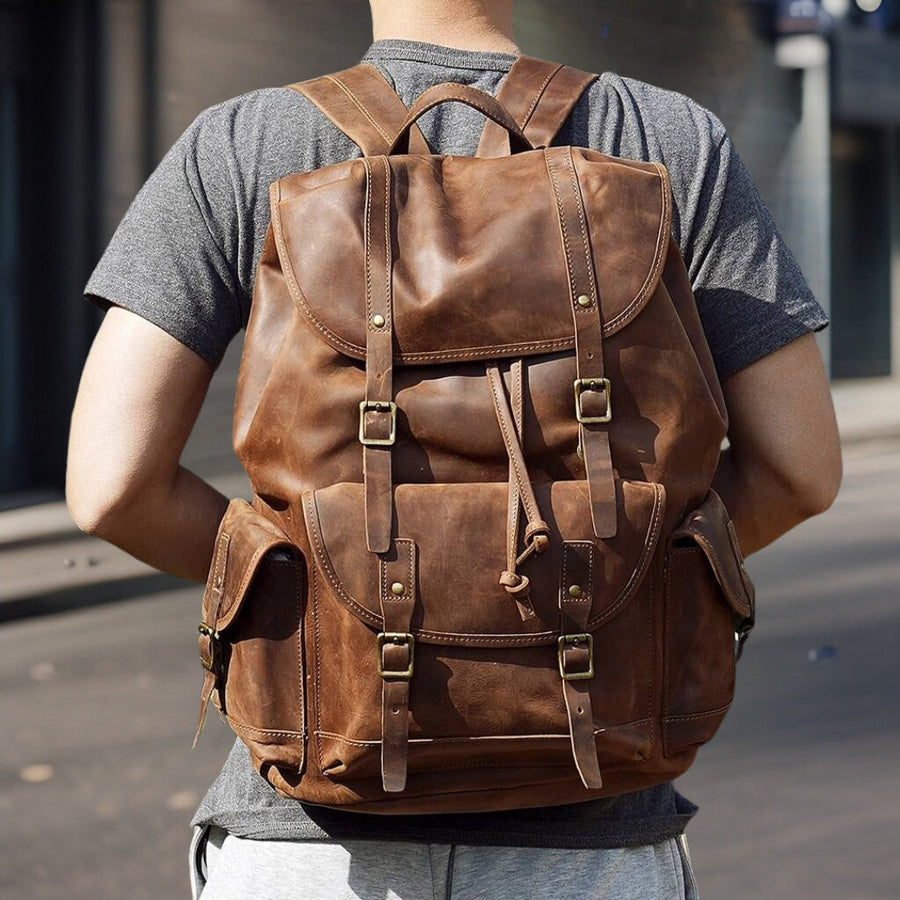 Ronald™ — Fashionable Handcrafted Leather Backpack Men's Statement Handbag, alternate view 2