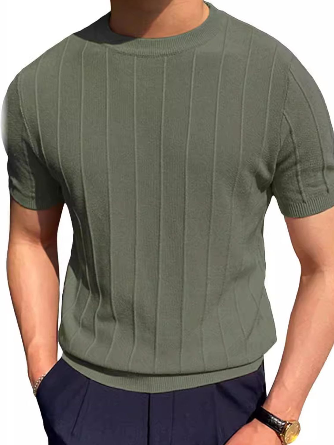 Benedict — Men's Full Size Round Neck Short Sleeve T-Shirt Plus Size, alternate view 4