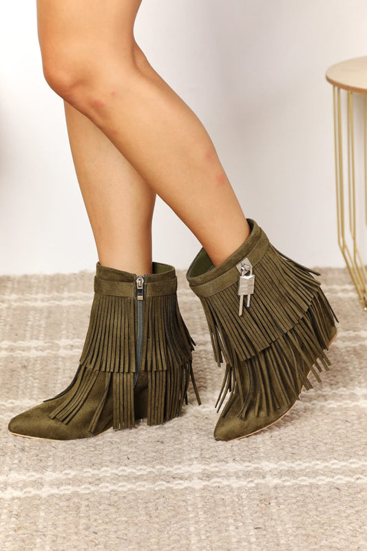Legend Women's Tassel Wedge Heel Ankle Booties - Opulent Empire