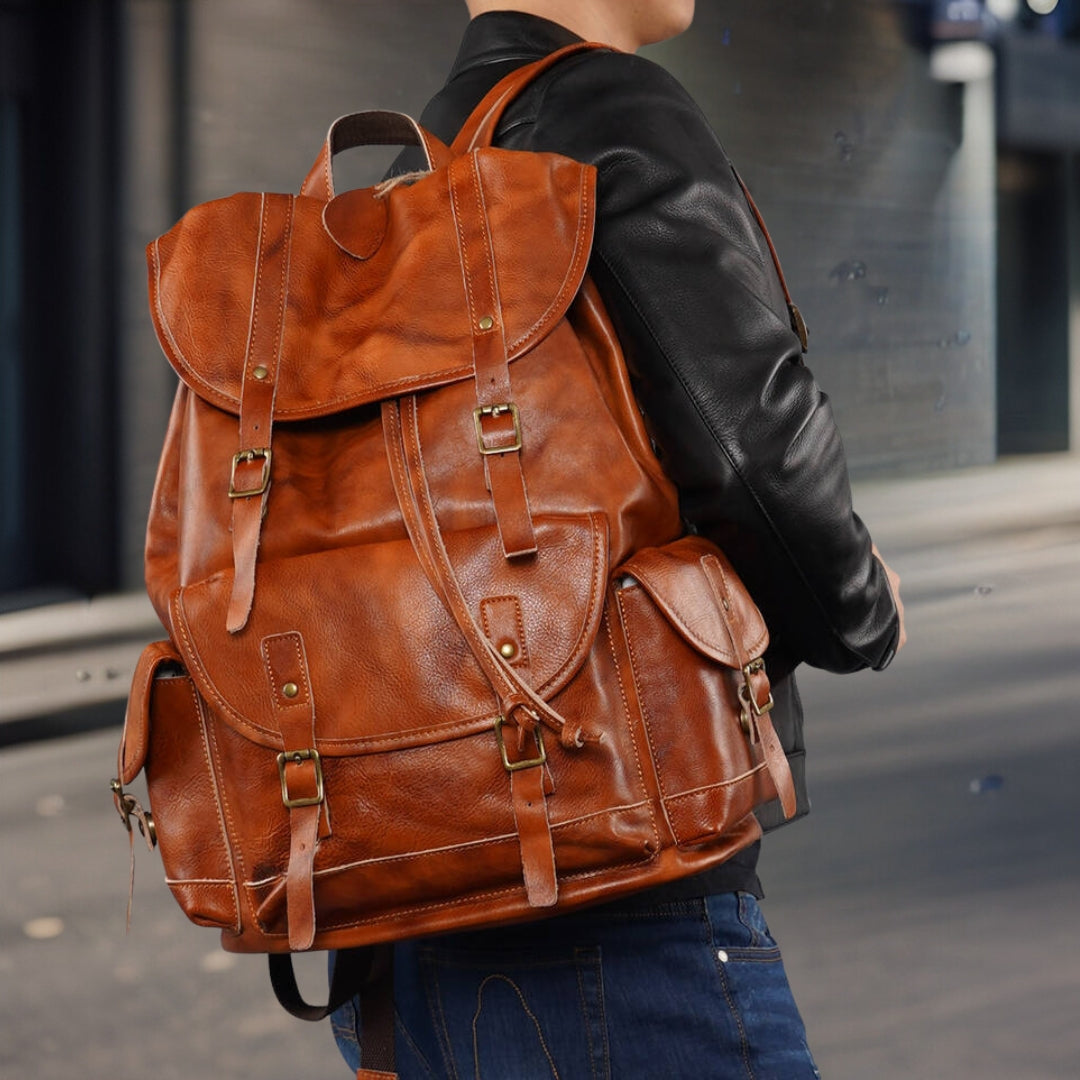 Ronald™ — Fashionable Handcrafted Leather Backpack Men's Statement Handbag, alternate view 4