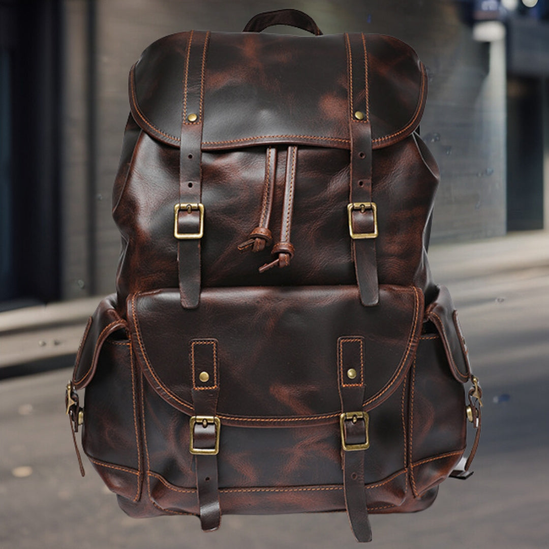 Ronald™ — Fashionable Handcrafted Leather Backpack Men's Statement Handbag, alternate view 3