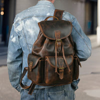 Edward™ — Premium Casual Leather Backpack Brown Men's Statement Handbag