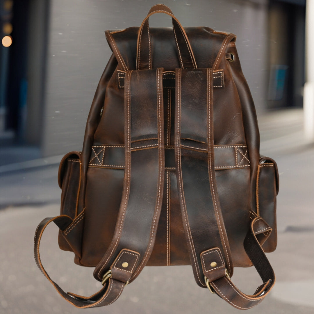 Edward™ — Premium Casual Leather Backpack Brown Men's Statement Handbag, alternate view 4