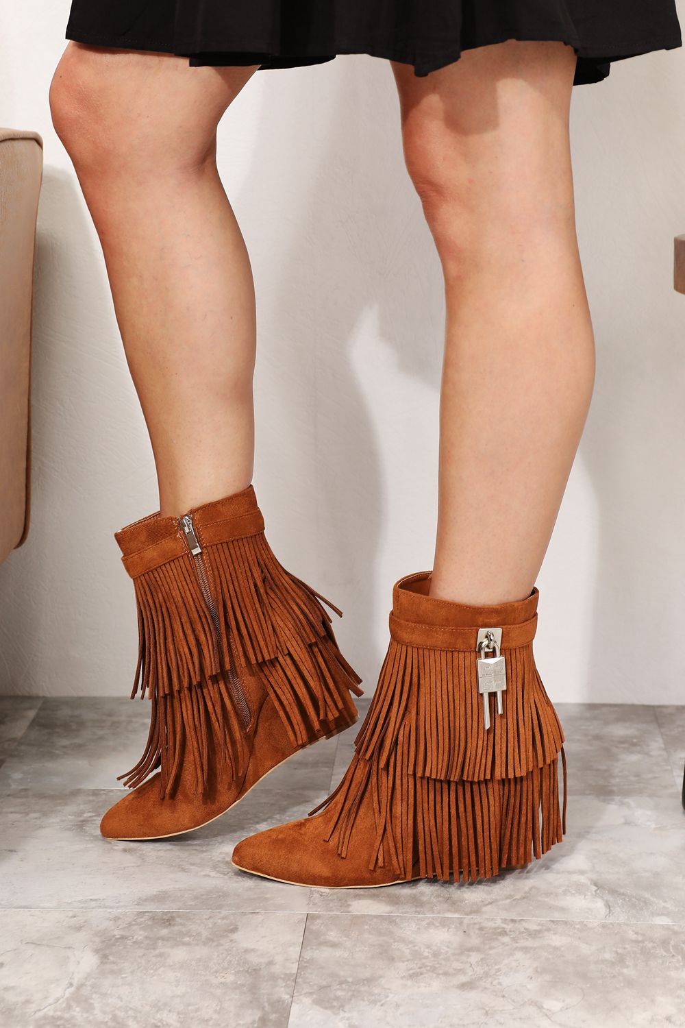Gaia Montclair — Legend Women's Tassel Wedge Heel Ankle Booties, alternate view 3