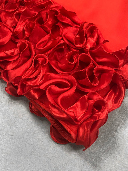 Federkristall Rüschen-Mini-Bandage-Kleid