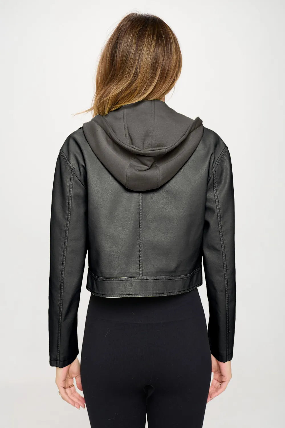 Noa Saint-Clair — Coalition LA Snap Down Cropped Hooded Jacket, alternate view 2