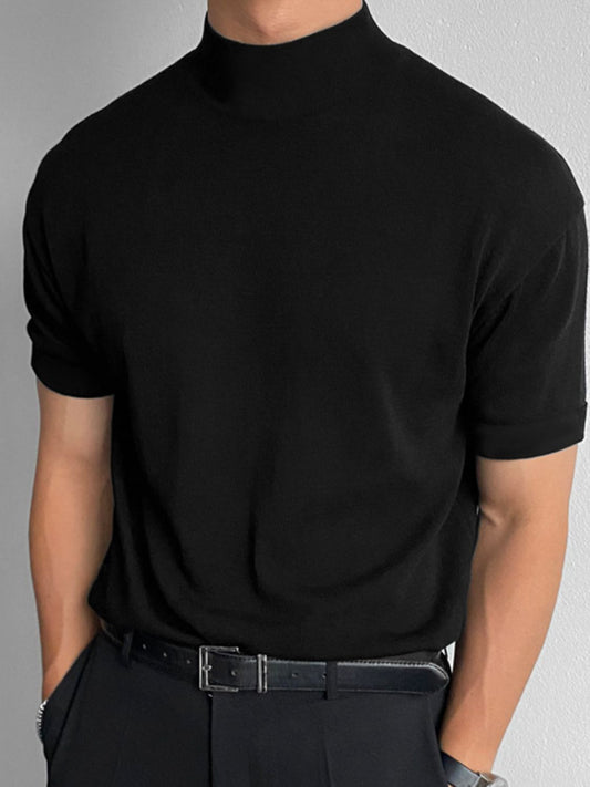 Men's Full Size Mock Neck Short Sleeve T-Shirt Plus Size - Opulent Empire