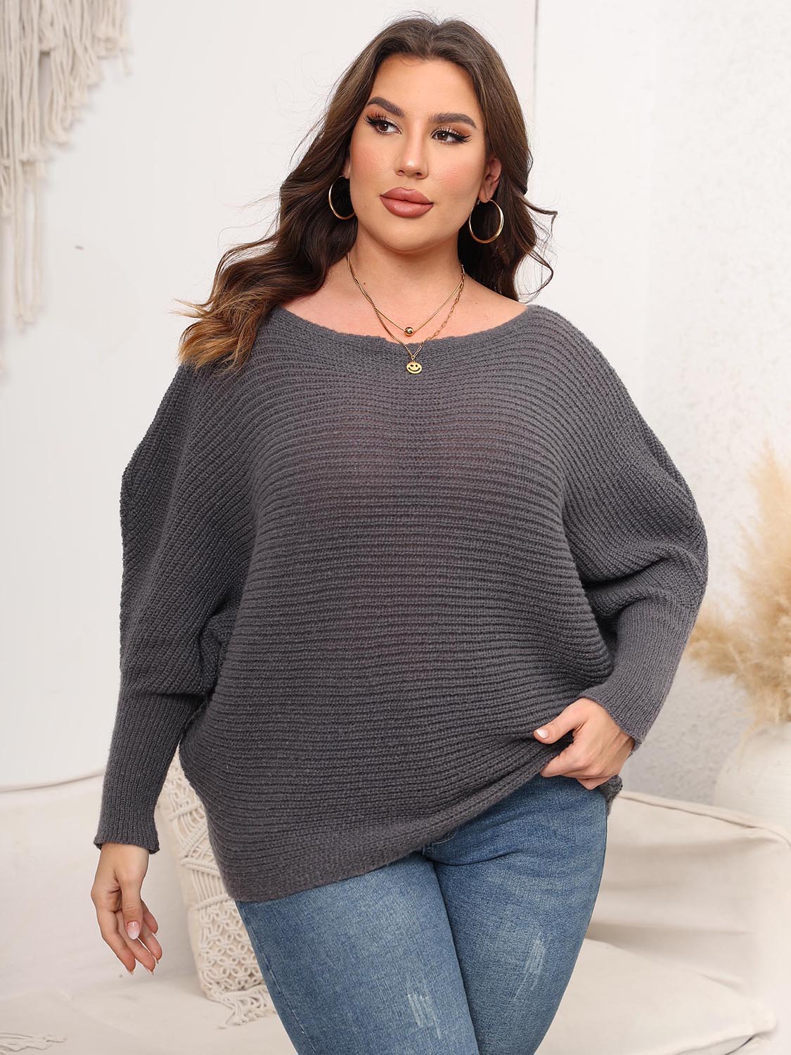 Sage Moreau — Full Size Boat Neck Batwing Sleeve Sweater, alternate view 14
