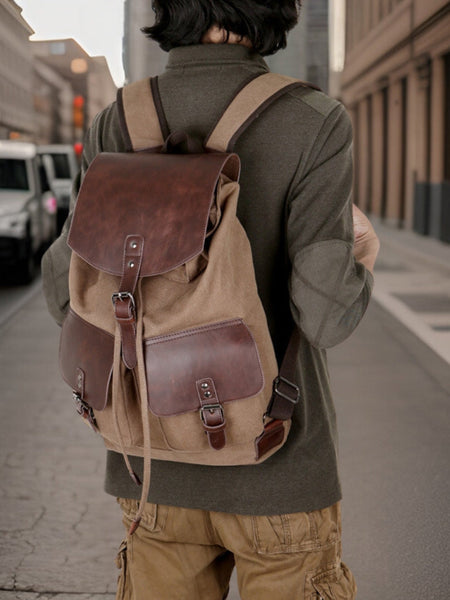 Vance™ | Premium Canvas Leather Backpack
