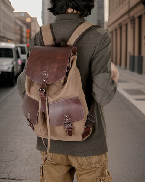 Vance™ | Premium Canvas Leather Backpack