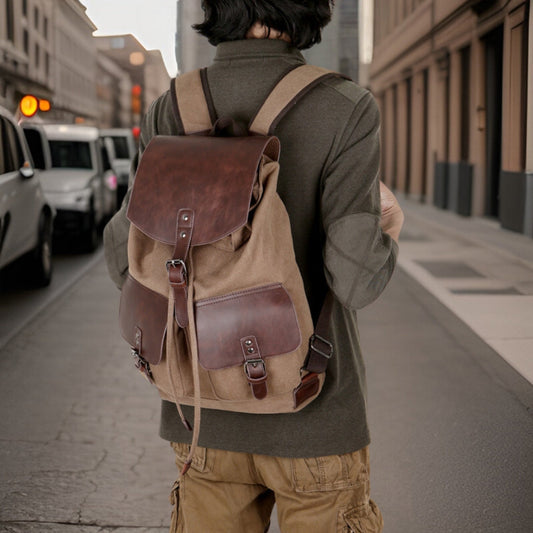 Vance™ | Premium Canvas Leather Backpack