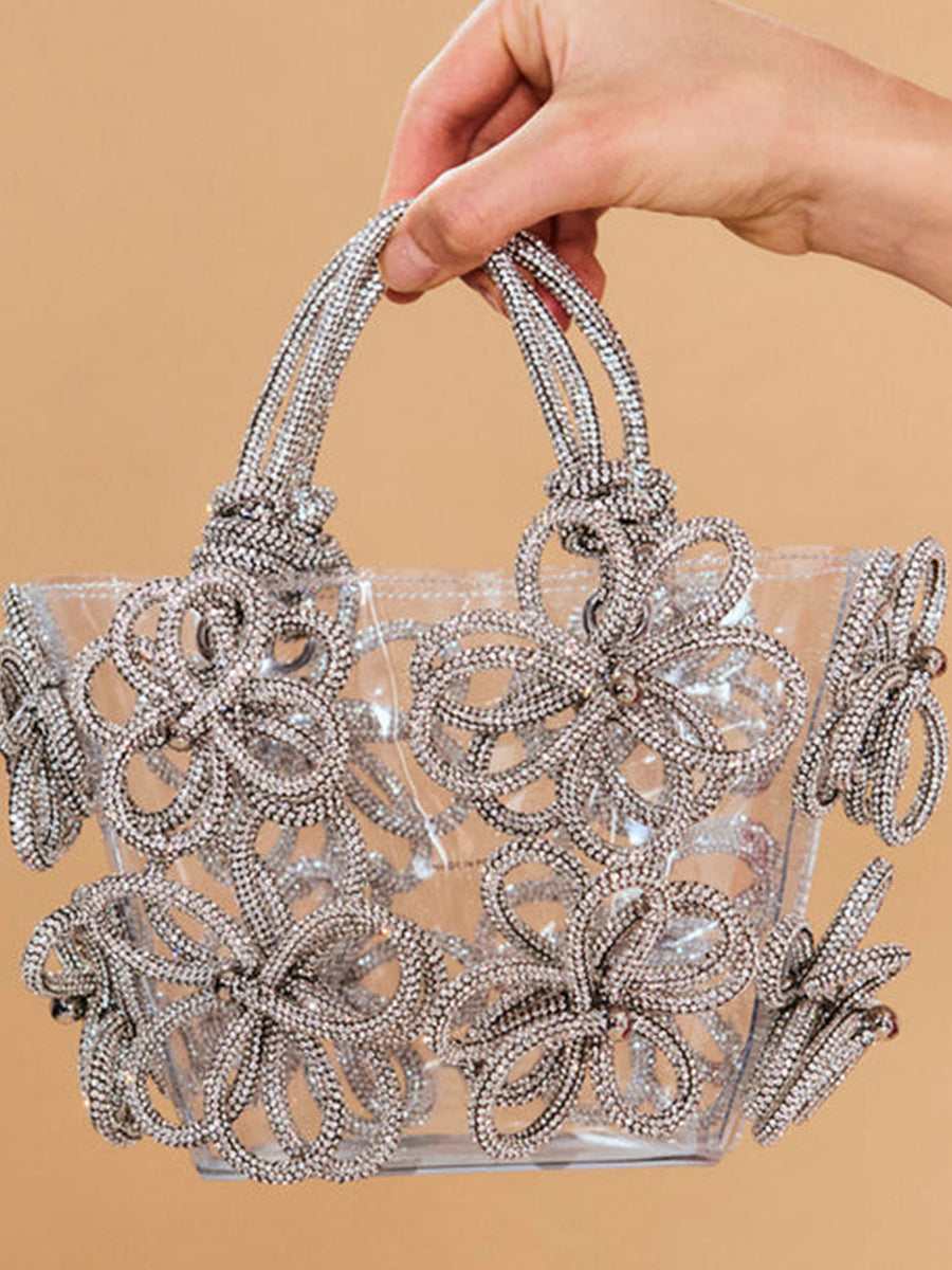 New Women's Diamond Inlaid Rhinestone Flower Handbag