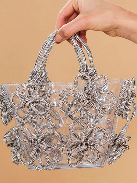 New Women's Diamond Inlaid Rhinestone Flower Handbag