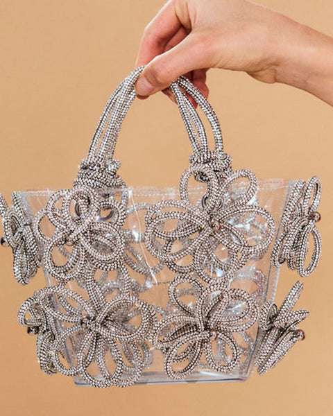 New Women's Diamond Inlaid Rhinestone Flower Handbag