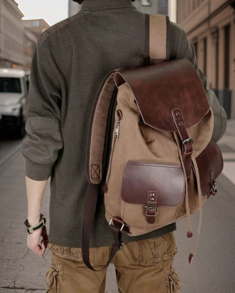 Vance™ | Premium Canvas Leather Backpack