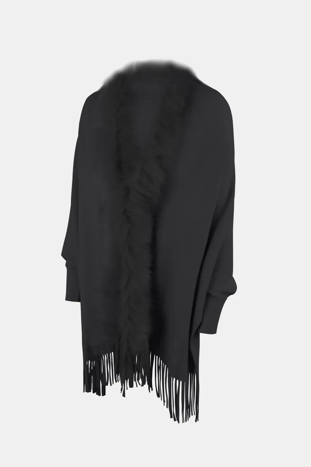 Blaise Versailles — Fringe Open Front Long Sleeve Poncho, alternate view 12