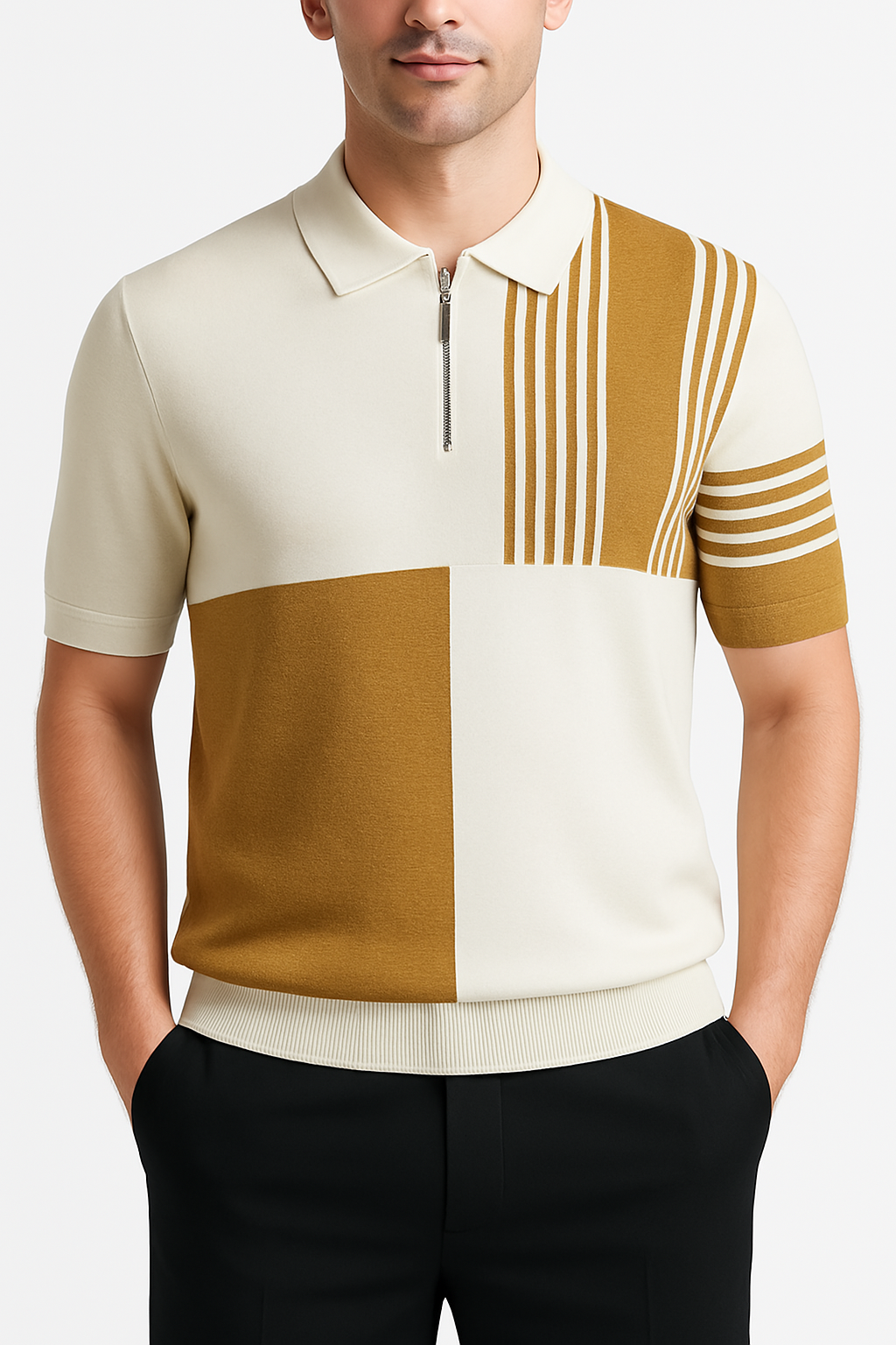 Marcel — Men's Plus Size Color Block Short Sleeve Polo Men's Tailored Shorts