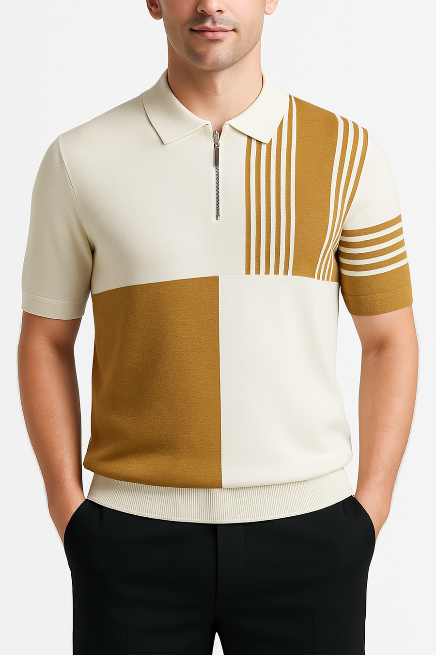 Marcel — Men's Plus Size Color Block Short Sleeve Polo Men's Tailored Shorts
