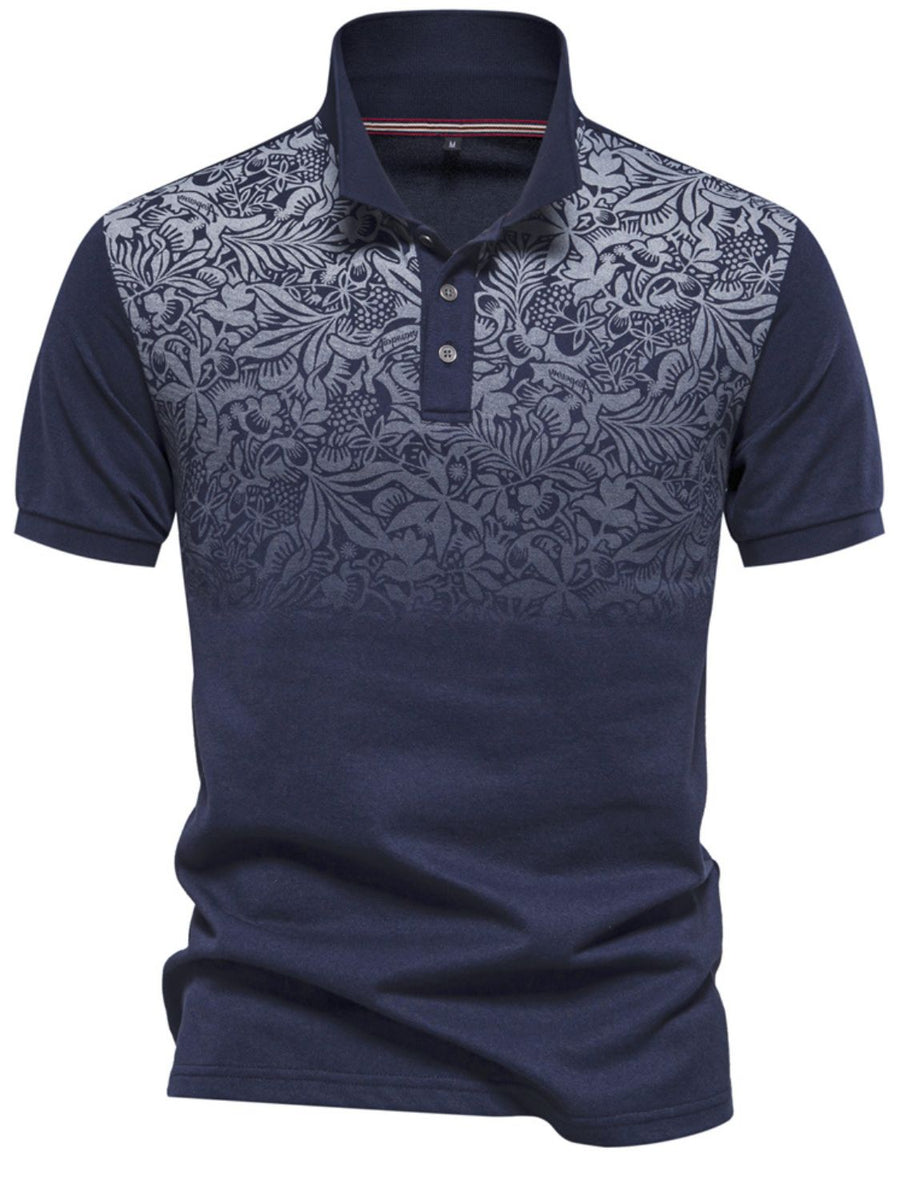Men's Printed Collared Neck Short Sleeve Polo - Opulent Empire