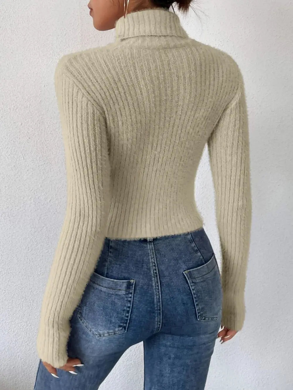Harbor Fontaine — Ribbed Turtleneck Long Sleeve Sweater, alternate view 6