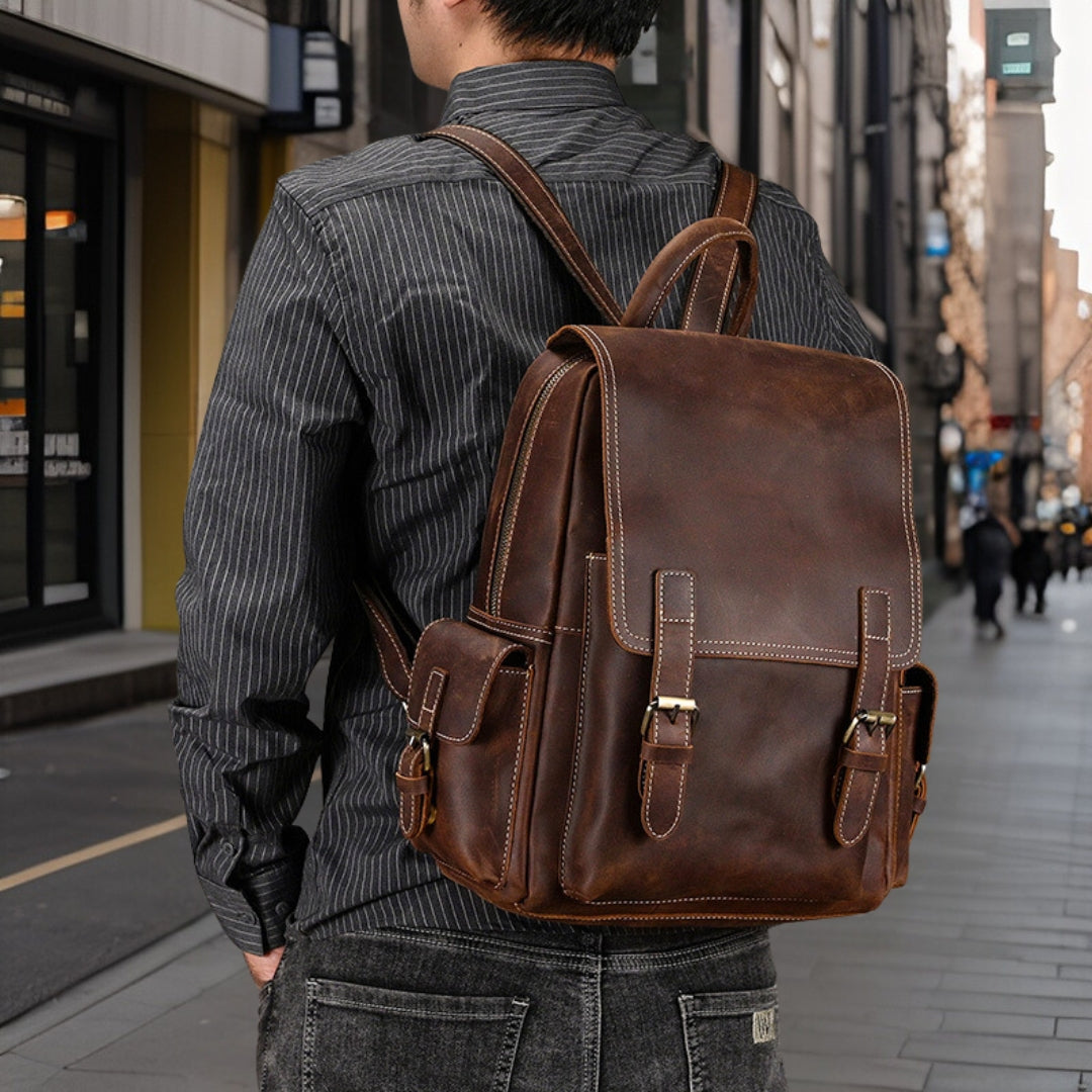 Danny™ — Fashionable Casual Leather Backpack Men's Statement Handbag, alternate view 5